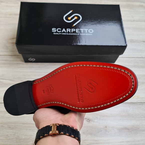 Suede Leather Loafer with Stitched Red Sole - Picture 4 of 5